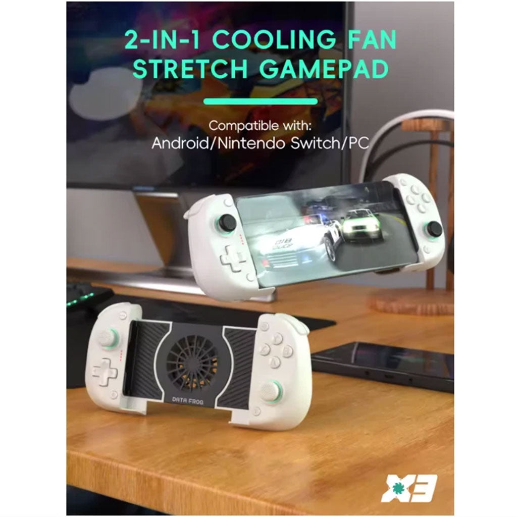 Manette de Jeu DATA FROG X3 Bluetooth avec Ventilateur de Refroidissement pour Smartphone