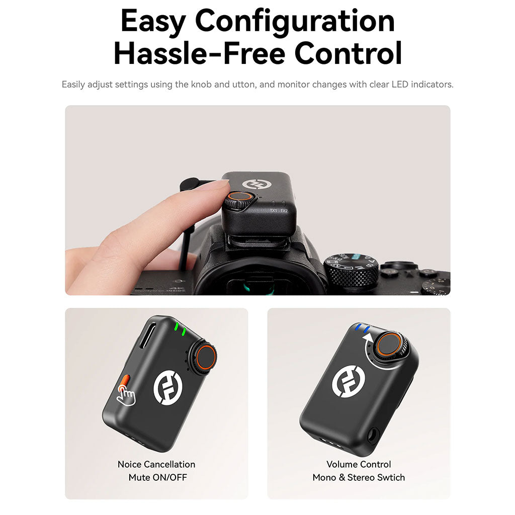 Microphone Cravate Sans Fil Hollyland Lark M2S Combo – Récepteur Caméra et USB-C