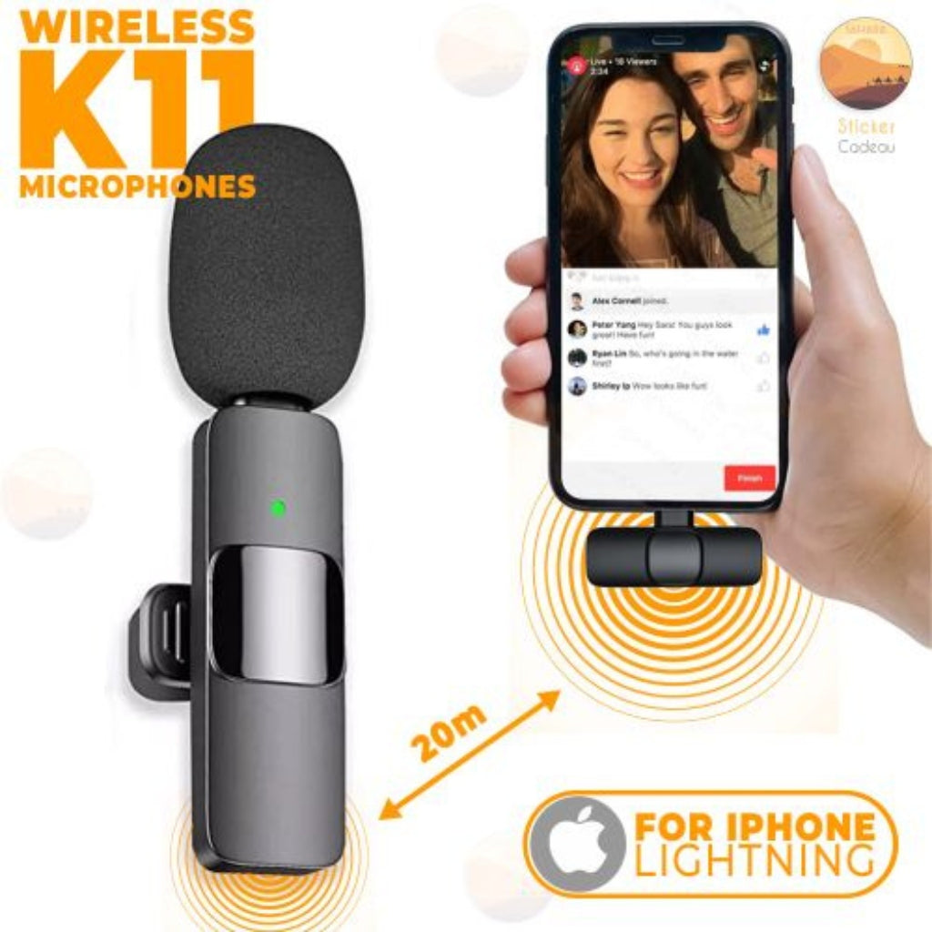 K11 Wireless Lavalier Microphone – Compatible with Android and iPhone
