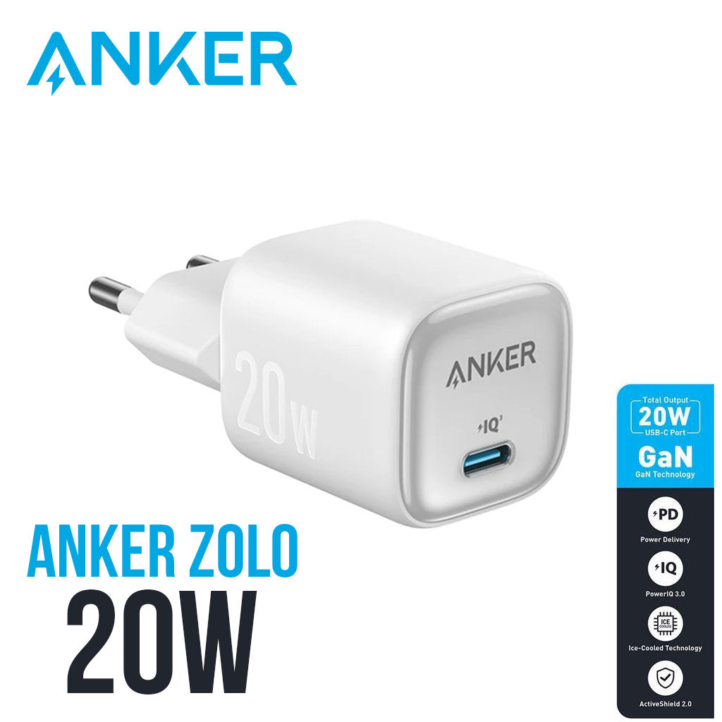 Chargeur Anker Zolo Original 20W USB-C – Charge Rapide