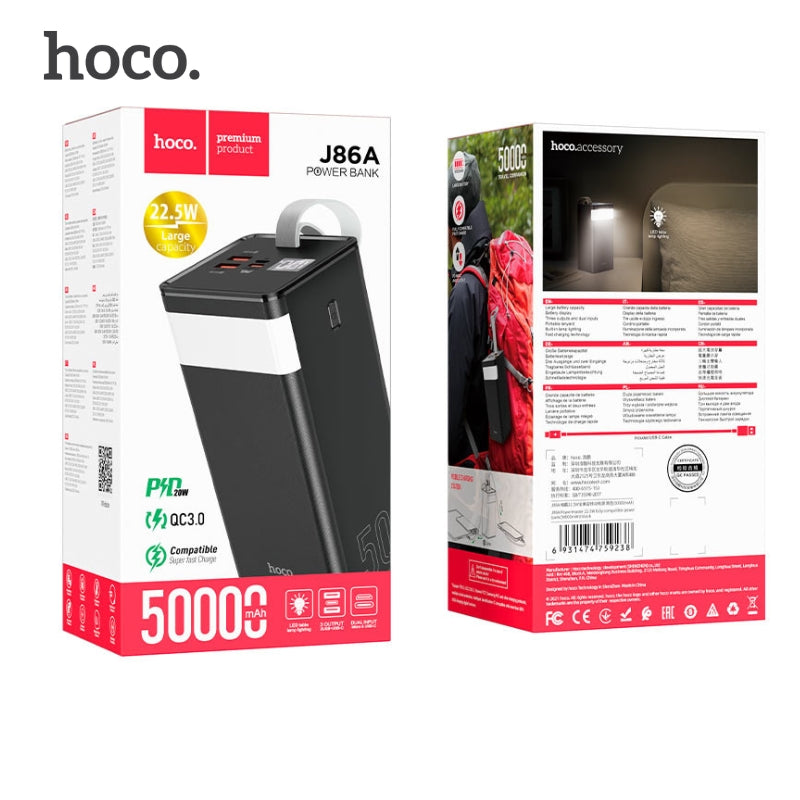 Batterie Externe Hoco J86A Powermaster – Power Bank 50000mAh avec Écran LCD et Lampe